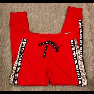 NWT! red PINK Bling Skinny Jogger sz S